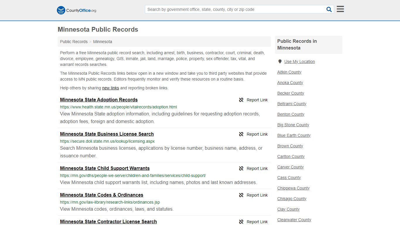 Minnesota Public Records - County Office